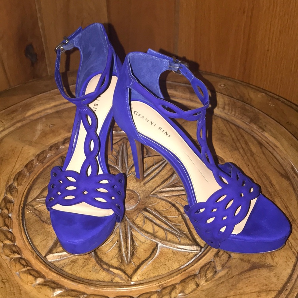 Gianni Bono suede man made heeled open toe shoe